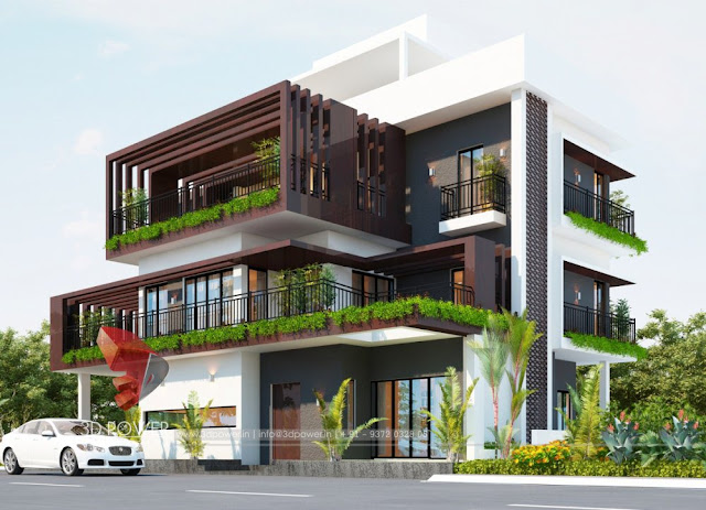 3d exterior design rendering of a bungalow 