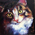 ORIGINAL CONTEMPORARY CAT PAINTING in OILS by OLGA WAGNER