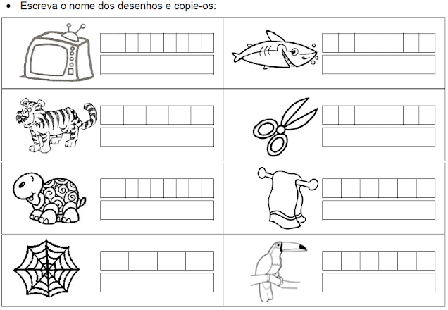 Escreva o nome dos desenhos TA-TE-TI-TO-TU