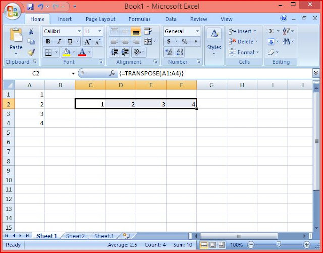 Transpose using function and Array