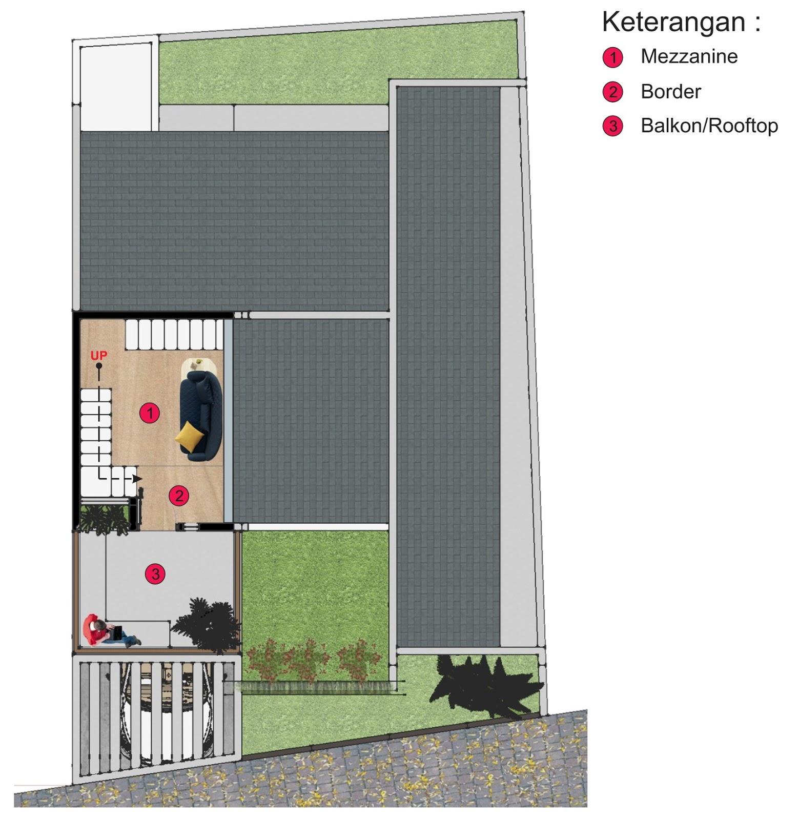 Desain Rumah Tinggal Dengan Mezzanine Dan Rooftop Di Yogyakarta