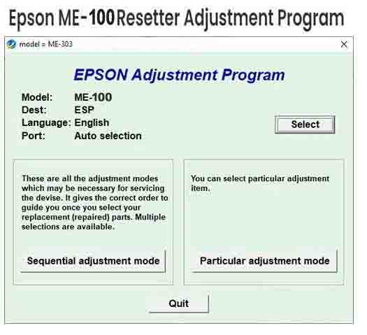 Epson ME-100 Resetter Adjustment Program Free Download