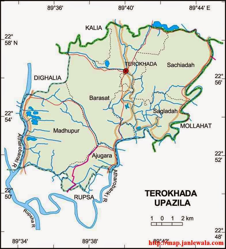 terokhada upazila map of bangladesh