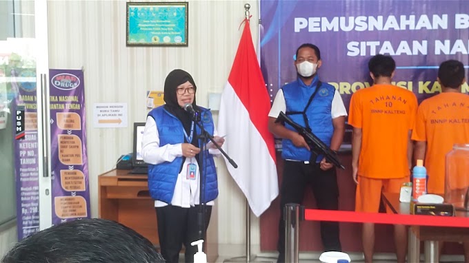 BARANG BUKTI SABU SEBERAT 379,14 GRAM DIMUSNAHKAN OLEH BNN PROVINSI KALIMANTAN TENGAH