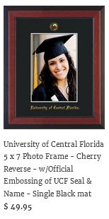 http://www.officialdiplomaframes.com/collections/university-of-central-florida/products/university-of-central-florida-5-x-7-photo-frame-cherry-lacquer-w-official-embossing-of-ucf-seal-name-single-black-mat