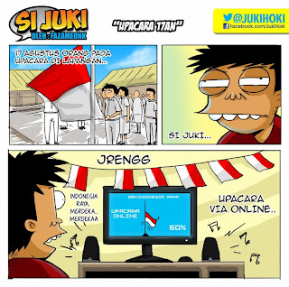 Gambar Lucu, Komik lucu si Juki menghayati indonesia raya