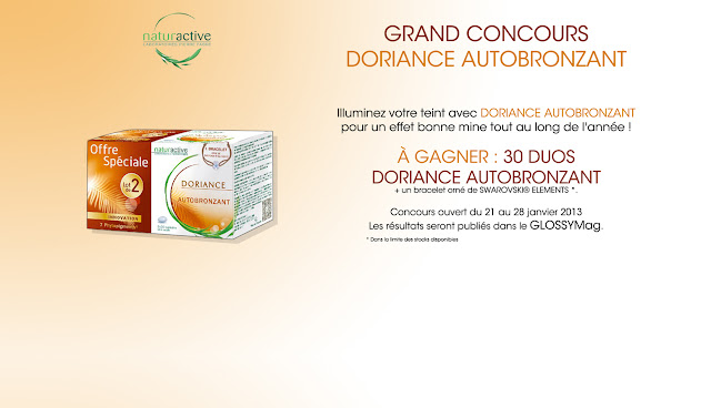 30 lots de 2 boîtes de gélules Doriance Autobronzant + 1 bracelet Swarovski 