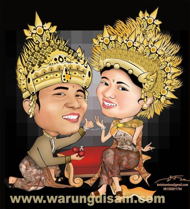 Karikatur Wajah Lucu Prewedding Adat Bali Jasa Karikatur 