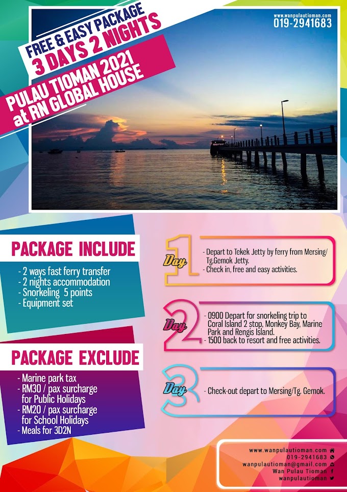 Pakej Percutian 3 Hari 2 Malam Free and Easy Ke Pulau Tioman 2021 - RN Global House ~ Pulau Tioman