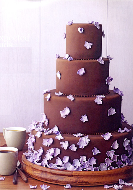 wedding cake purple columns