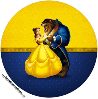 Beauty and the Beast Party Toppers or Free Printable Candy Bar  Labels.