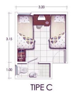 Kamar Apartemen Aeropolis Tower Amethyst Tipe C 