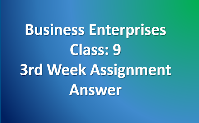 Business Enterprises Class 9।।  3rd Week Assignment Answer