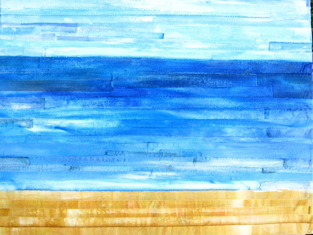 mixed media scrappy sea scene