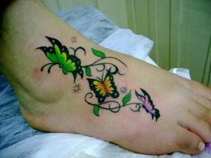 butterfly tattoos on foot