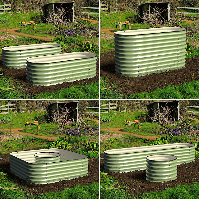 Four different shaped raised garden beds from OLLE.