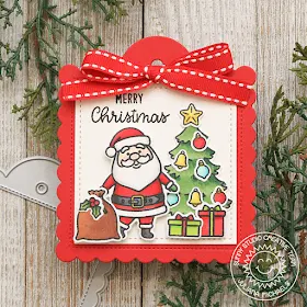 Sunny Studio Stamps: Scalloped Tag Dies Season's Greetings Santa Claus Lane Christmas Gift Tags by Juliana Michaels