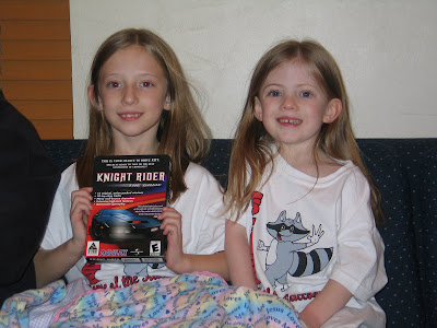 Mandi and Kimmie excited about Mandi's Knight Rider game for the PC