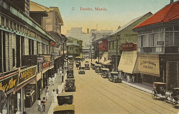 Commercial buildings on Escolta Street, circa 1920