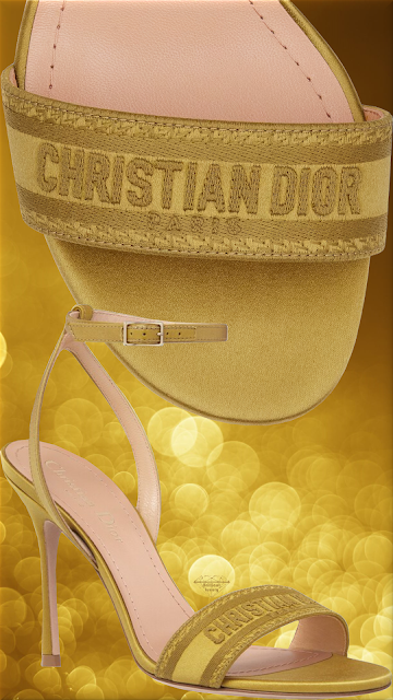 ♦Saffron yellow DIOR Dway embroidered satin and cotton heeled sandal #dior #shoes #yellow #brilliantluxury