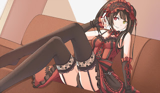   Kurumi Tokisaki Sexy Lingerie Anime Girl Red Dress HD Wallpaper Desktop PC Background