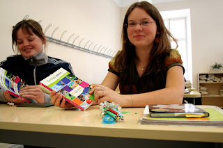 Delighted children with Europe diaries