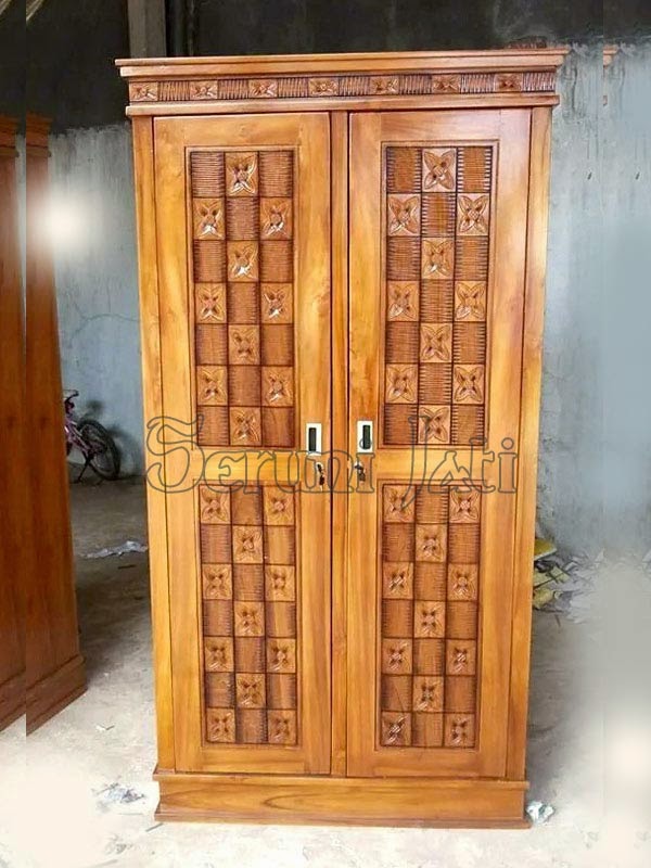 42 Model  Lemari Pakaian Kayu Jati 2 Pintu  Modern 