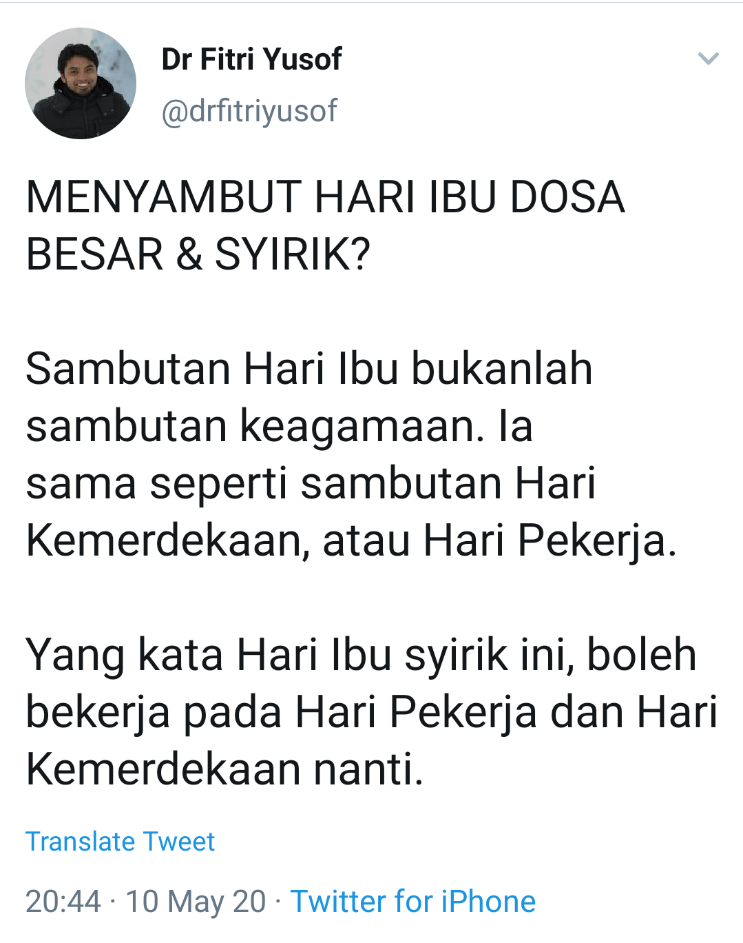 Hukum Menyambut Hari Ibu : Dosa Besar dan Syirik ?