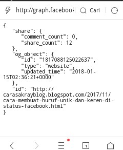 cara cek jumlah share postingan blog kita dibagi orang ke facebook