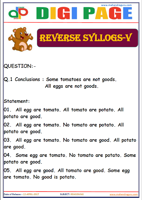    DP | REVERSE SYLLOGS | 12 - APR - 17 | IMPORTANT FOR SBI PO