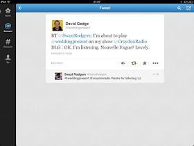 image of my tweet from Gedge of the Wedding Present 