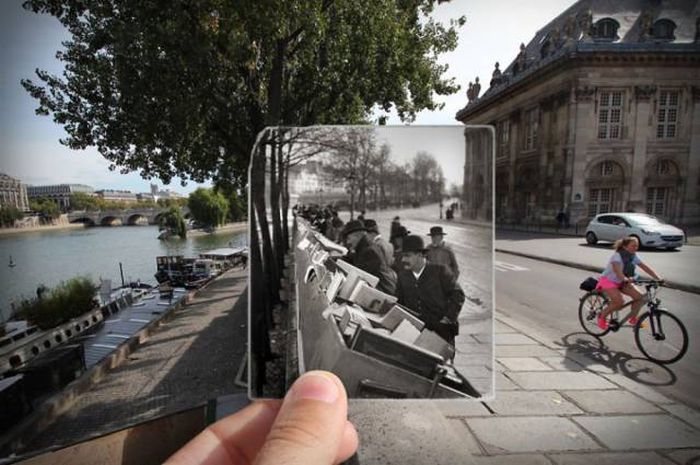 Walk on the streets of Paris with retro shots
