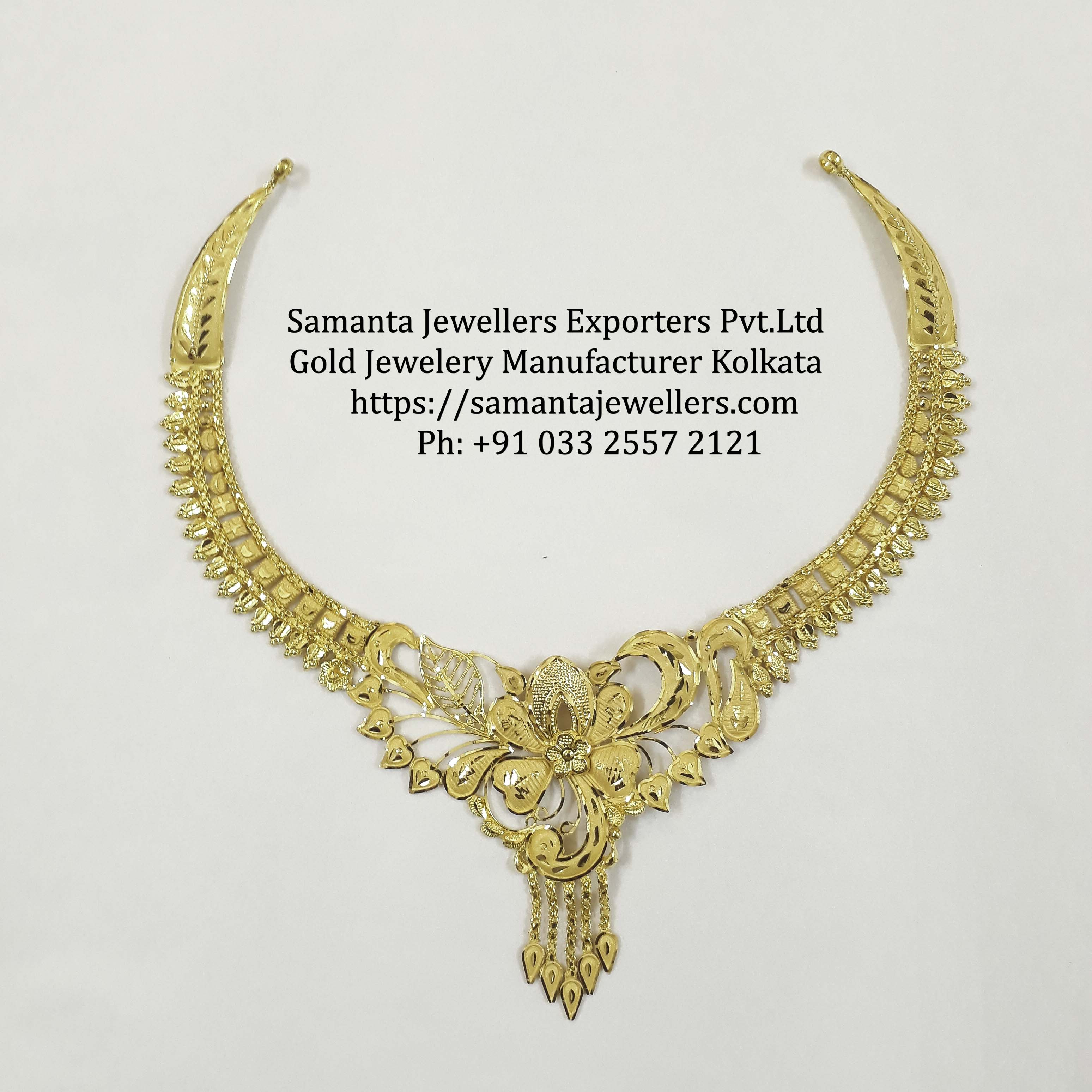 Light Weight Bengali Necklace Designs, fancy katai work bengali design, samanta jewellers designs,