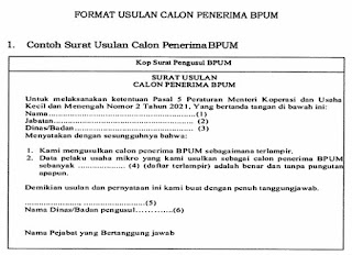 Format usulan penerima BLUM UMKM