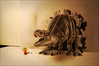 3D-рисунки карандашом динозавр