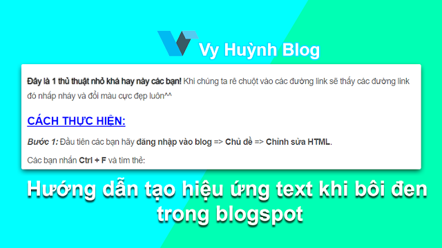 Hướng dẫn tạo hiệu ứng text khi bôi đen trong blogspot