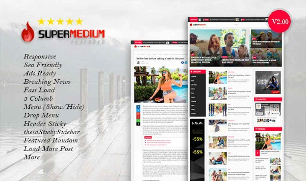Supermedium - Latest Version Premium Blogger Template Free Download.