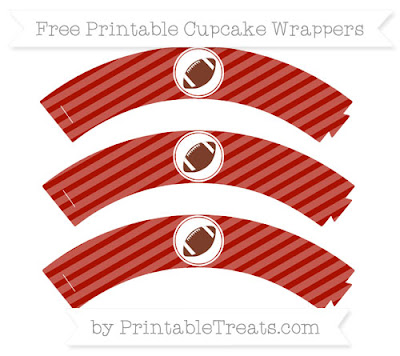 Red Striped Football Cupcake Wrappers by Printable Treats