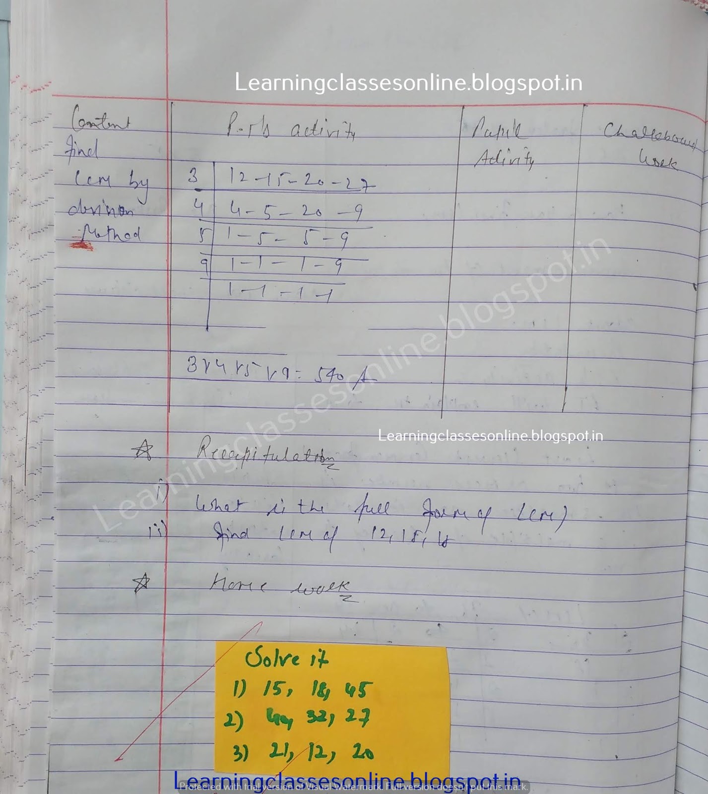 Lesson Plan For Maths In B Ed,