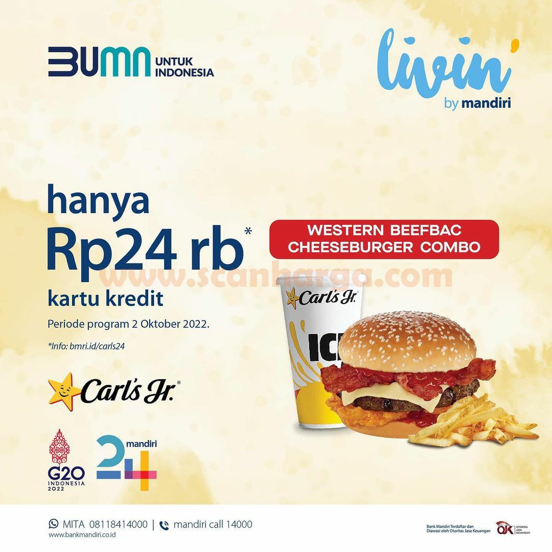 Promo Carl's Jr Special Combo hanya 24Rb dengan Kartu Kredit Mandiri