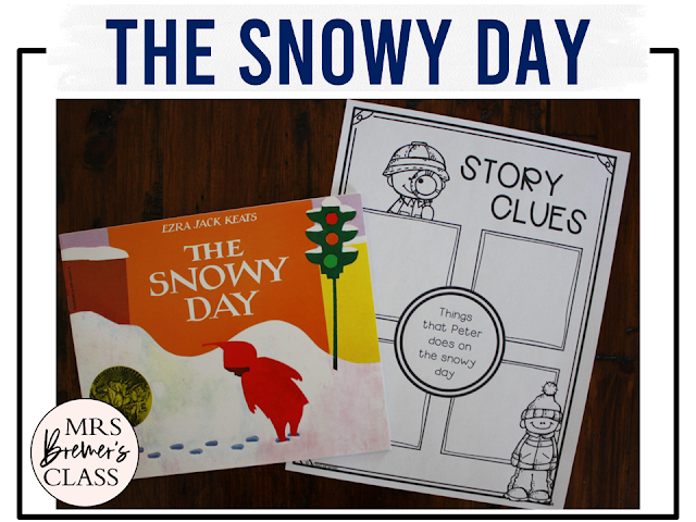 The Snowy Day book activities unit with literacy printables, reading companion activities, lesson ideas, and a craft for winter in Kindergarten and First Grade