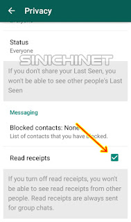  Dari sekian banyak fitur yang disediakan oleh  WhatsApp - Menghilangkan Tanda Centang Biru (Read Receipt)