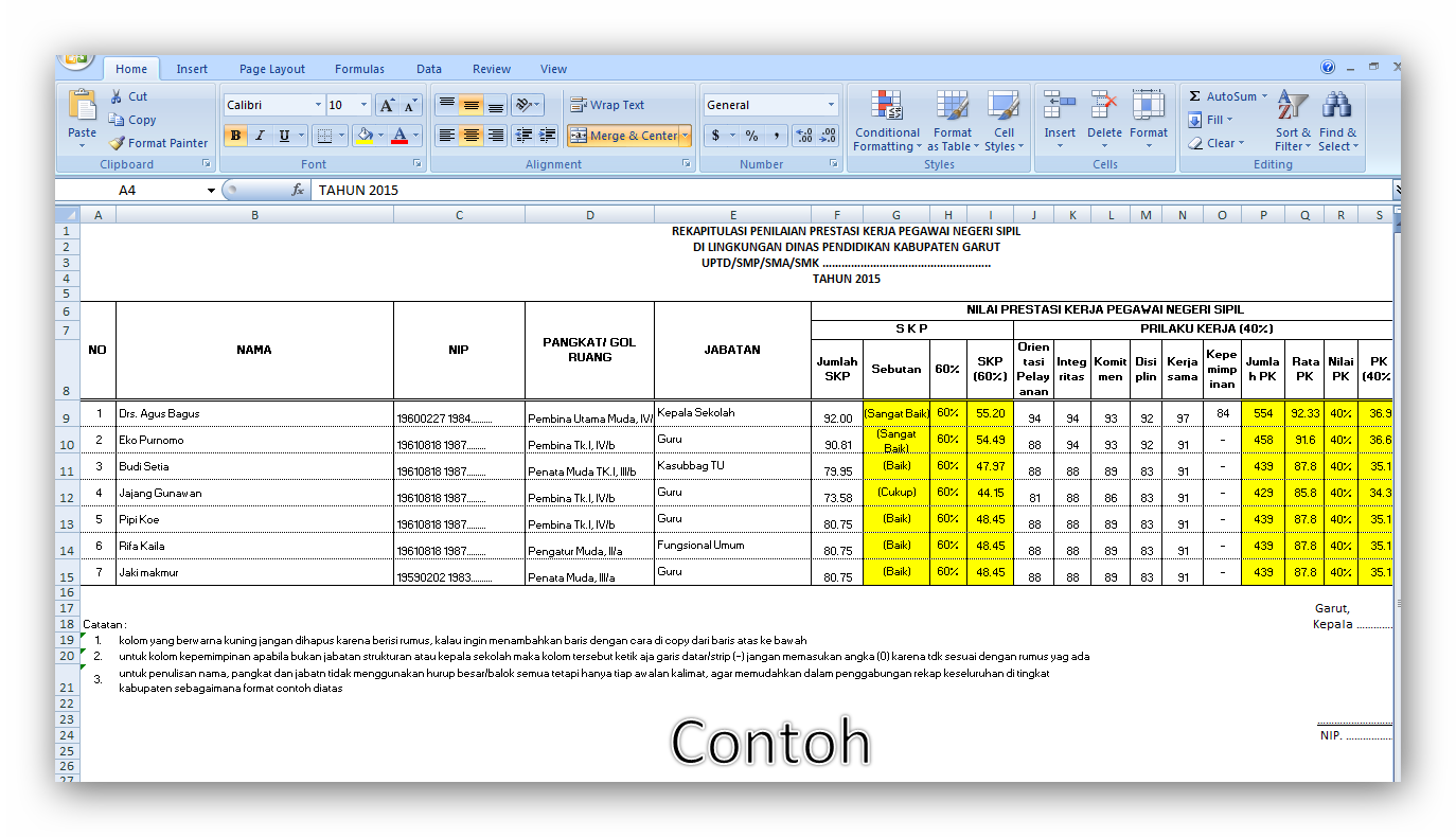 Aplikasi Rekap SKP Terbaru Format Excel - Berkas Download Guru
