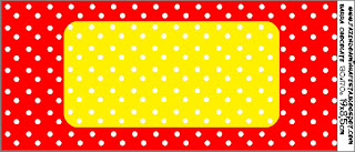 Red, Yellow and Withe Polka Dots Free Printable  Labels.