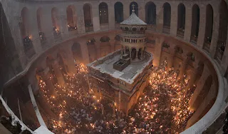 Holy Fire descends at the Church Of Holy Sepulchre In Jerusalem