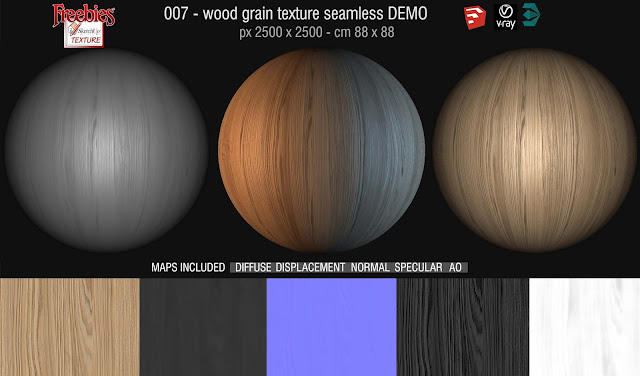  These textures are usable for whatever rendering engine Freebies today: woods grain texture seamless as well as maps 07