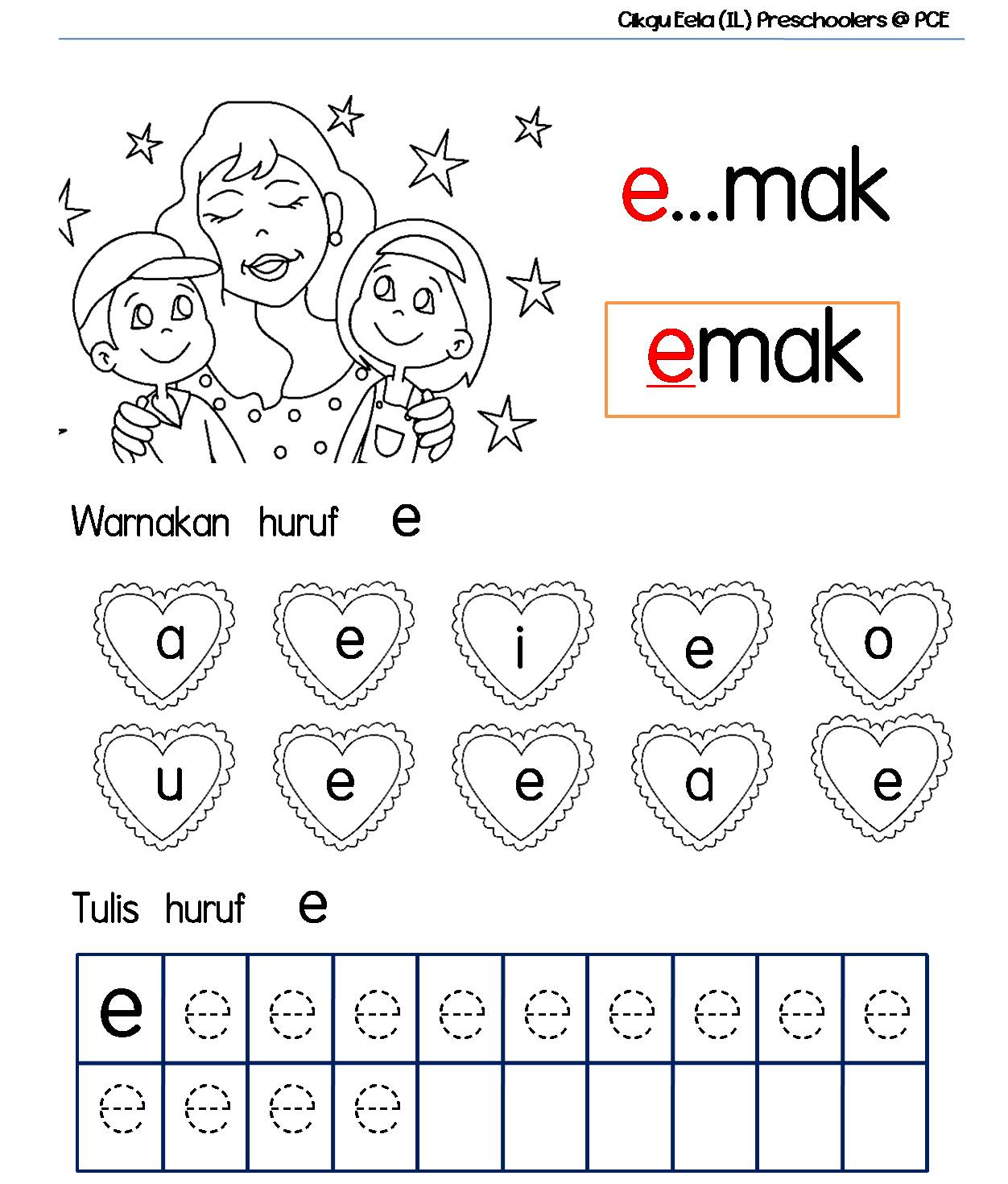 CIKGU EELA (IL) PRESCHOOLERS @ PCE: Lembaran Kerja Kenal Huruf