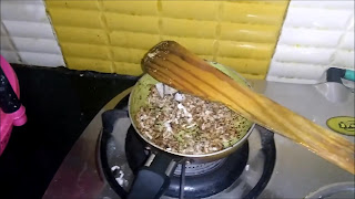 Once heated add grated coconut once it becomes brown switch off the flame.