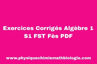 Exercices Corrigés Algèbre 1 S1 FST Fès PDF