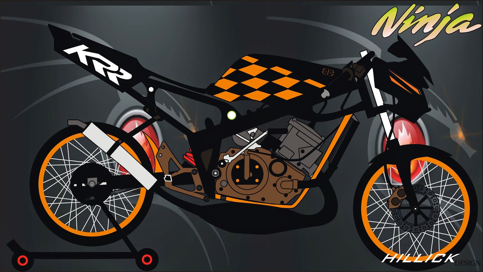 Sketsa Motor Corel Draw Ninja Drag Style II